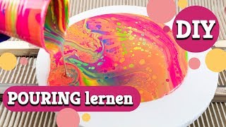 Acrylfarbe gießen  Fließtechnik Acrylic Pouring für Anfänger [upl. by Draneb]