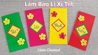 Cách làm Bao Lì Xì Tết bằng giấy đơn giản  Lucky Money Envelope  Liam Channel [upl. by Adlesirk]