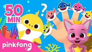 Canta as Melhores Canções com Família Dedos Tubarões  Compilação  Pinkfong Canções para crianças [upl. by Kerwon]