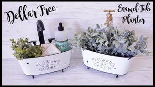 Dollar Tree DIY Farmhouse Enamel Tub Planter [upl. by Alphonse]