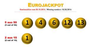 Eurojackpot Gewinnzahlen Ziehung Freitag 28102016 Jackpot steigt auf 15 Mio € [upl. by Cyrie]