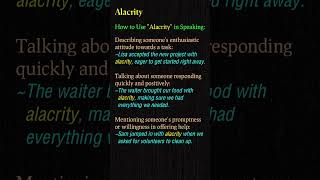 Alacrity  Meaning amp Usage in Speaking  English Speaking Made Easy vocabularybuilding vocabulary [upl. by Enelrac]