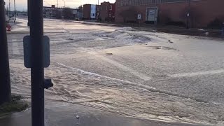 Huge water main break closes Chester Ave between E40th and E55th [upl. by Klayman209]