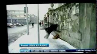 REMIX Guy falls on ice  RTE News 080110  REMIX ice ice Baby [upl. by Kristoffer]