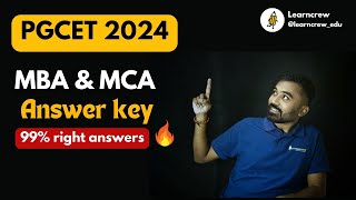 Karnataka PGCET MBA  MCA  2024 Answer Key  Learncrew  Lakshmanan pgcet2024 [upl. by Parette]