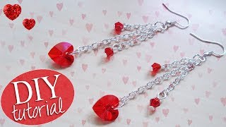 Tutorial Orecchini Pendenti  ♥  DIY Earrings for Valentines Day [upl. by Riabuz]