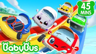 Os Carrinhos Vão Nadar  Aprender Números  Carro Desenho  45 Minutos  BabyBus Português [upl. by Sanfourd]