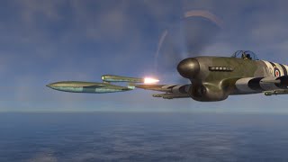 RAF Hawker Typhoon takes down V1 flying bomb doodlebug  Blender 33 [upl. by Ardnassac]