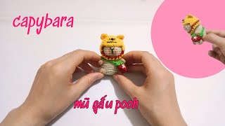 Crochet partterns CAPYBARA pooh bear hat Móc capybara mũ gấu pooh đeo túi trái cây San Crochet [upl. by Thorndike526]