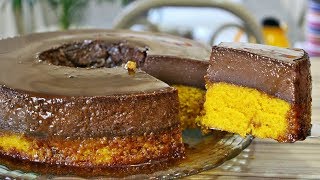 BOLO DE CENOURA COM PUDIM DE CHOCOLATE  Menino Prendado [upl. by Einittirb]