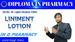 Liniment and lotion DIPLOMA IN PHARMACY PHARMACEUTICS [upl. by Concettina]