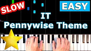 ✅ IT Pennywise  Main Theme  SLOW EASY Piano Tutorial [upl. by Krucik]