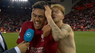 Harvey Elliott crashes Fábio Carvalhos interview Liverpool 21 Newcastle reaction [upl. by Thedrick]