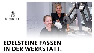 Edelsteine fassen in der Werkstatt  Brauksiepe Goldschmiedemanufaktur [upl. by Ylatfen]