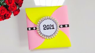 very simple new year card 2021  greeting cards for new year  how to make happy new year card easy [upl. by Errot]