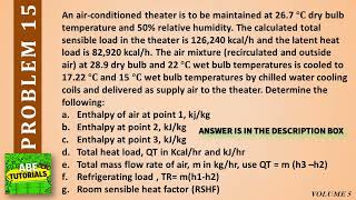 An airconditioned theater is to be maintained at 267 °C dry bulb temperature and 50 relative humi [upl. by Hyland]