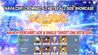 Navia HyperCarry C0R1 Crowned 43 Abyss All Side One Rotation Showcase  AOE amp Single Target [upl. by Miquela]