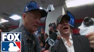 Bill Murray celebrates World Series win in Cubs locker room  2016 WORLD SERIES ON FOX [upl. by Lyndes]