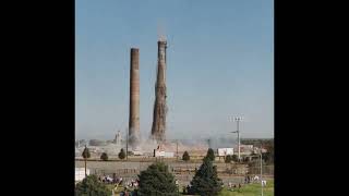 Short Demolition Murray Smelter Smokestacks [upl. by Munt]