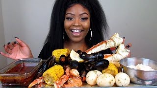 KING CRAB LEG MUKBANG SEAFOOD BOIL [upl. by Aneleiram]