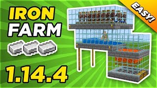 Simple amp Automatic Iron Farm 1144  Minecraft Tutorial [upl. by Yarazed]