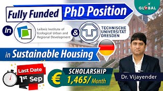 Fully Funded PhD Position in Sustainable Housing  Last Date1st Sep24  Apply Now [upl. by Irmgard271]