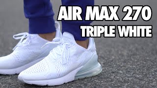 Air Max 270 Triple White Review  On Feet [upl. by Salvucci958]