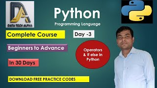 Day  3  Python full course amp Operators amp Ifelse in Python [upl. by Ycnaffit]