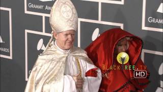 2012 GRAMMY Awards  Nicki Minaj hits the Red Carpet with The Pope [upl. by Aniretac]