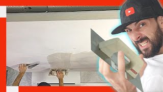 🔥 Cómo EMPASTAR y PINTAR Techo de PLADUR con acabado Q4 ⭕️ Luz indirecta 🔺 DRYWALL [upl. by Aprilette]