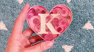 Quilled LETTER in heart  How to make Valentines card  Love gift  Paper Art [upl. by Tillman]