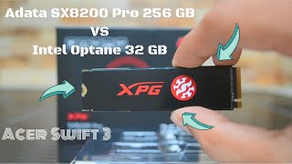 Adata SX8200 Pro Review  SSD M2 Nvme VS Intel Optane 32GB Acer Swift 3 [upl. by Nwaf]