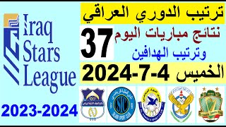 ترتيب الدوري العراقي وترتيب الهدافين الجولة 37 اليوم الخميس 472024  نتائج مباريات اليوم [upl. by Niwri]