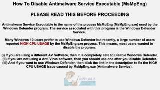 FIX Disable Antimalware Service Executable High CPU Usage [upl. by Wiencke]