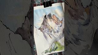 Painting watercolour landscapes  a view of the mountains [upl. by Ahsikahs]