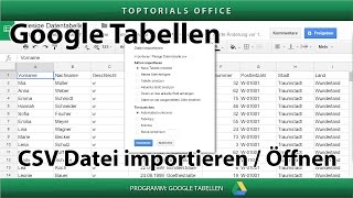 CSV Dateien importieren  Öffnen Google Tabellen  Spreadsheets [upl. by Fairbanks386]