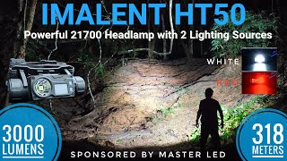 IMALENT HT50  Powerful 21700 Headlamp with 2 Lighting Sources 3000 lm 318 meters [upl. by Eduam]