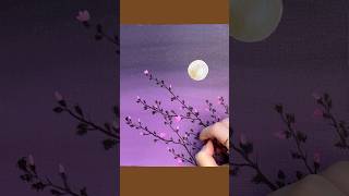 Acrylic Landscape Painting Tutorial Moonlit Scene with Pink Blossoms Painting painting art short [upl. by Airamahs]