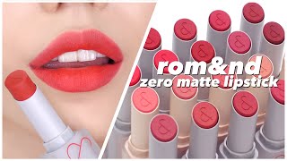 The renewed ROMAND’s ZERO MATTE LIPSTICK all 20 colors swatch💄recommended combination [upl. by Katherine]