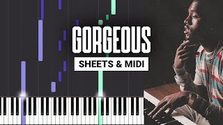 Gorgeous  Kanye West  Piano Tutorial  Sheet Music amp MIDI [upl. by Reuven]