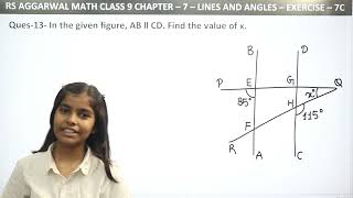 Q10 and 13 Ex  7C  Ch  7  Lines and Angles  RS Aggarwal Math class 9  RN Glory [upl. by Cadmann]