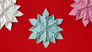 Decorazione natalizia fiocco di neve di Carta Semplice Origami Piegare la carta per divertimento [upl. by Resiak188]