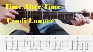 Time After Time  Cyndi Lauper  Fingerstyle guitar with tabs [upl. by Iharas]