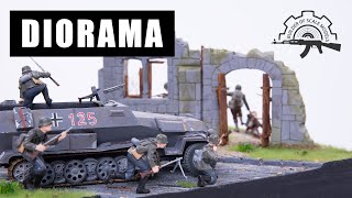 WWII DIORAMA SDKFZ 251 Kubelwagen 135 [upl. by Meridith730]