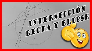 Intersección entre RECTA y ELIPSE por AFINIDAD [upl. by Melquist]