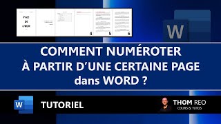 NUMÉROTER à partir de lINTRODUCTION ou autre page dans WORD  Tutoriel facile [upl. by Sherwynd150]