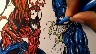 Drawing Venom vs carnage Marvel comics [upl. by Emelita]