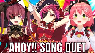 【Hololive】Miko and Marine duets Ahoy by Houshou Marine during singing off collab stream【Eng Sub】 [upl. by Nell]