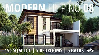 150 sqm  5 Bedroom Modern Filipino Small House Design  House tour [upl. by Baerl]