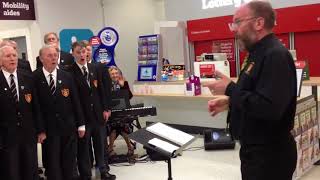 Mousehole Male Voice Choir Dec 2103  Hail To The Homeland  Opening Sainsburys in Penzance [upl. by Ydoc]